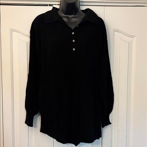 Anrabess V-Neck Long Sleeve Bodysuit Black Women Size Small